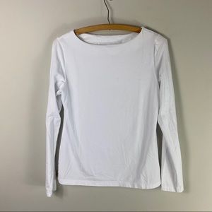 Ellie Kai White Long Sleeve Boatneck Tee Shirt 118